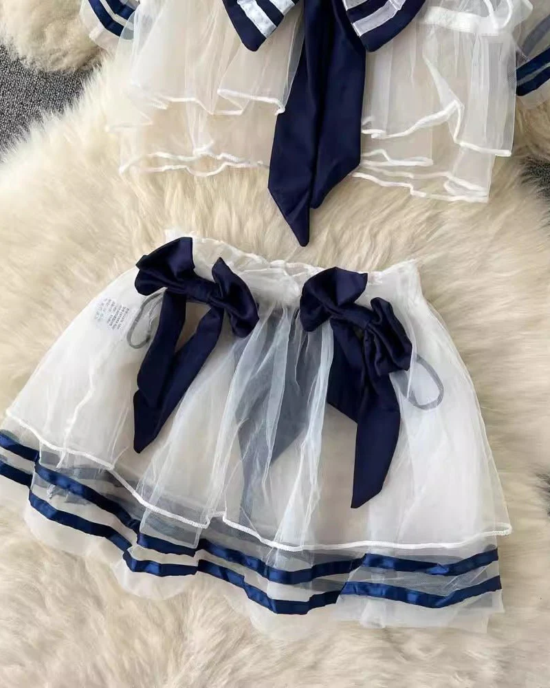 Sailor Tease Mesh Three Piece Lingerie - Image 8