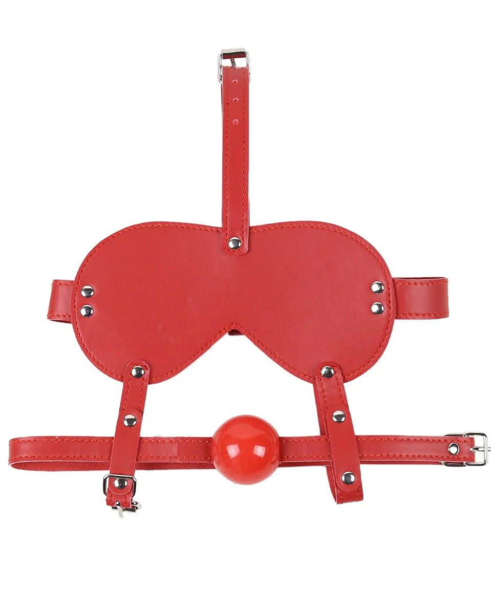 Blind Trust Gag Leather Bondage Mask with Ball Gag & Blindfold - Image 6
