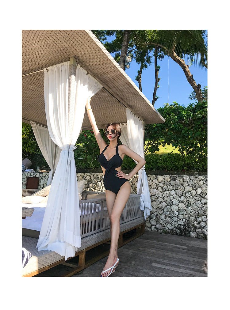 Destiny One Piece Criss Cross Neck Waist Cut Monokini Swimsuit - Image 5