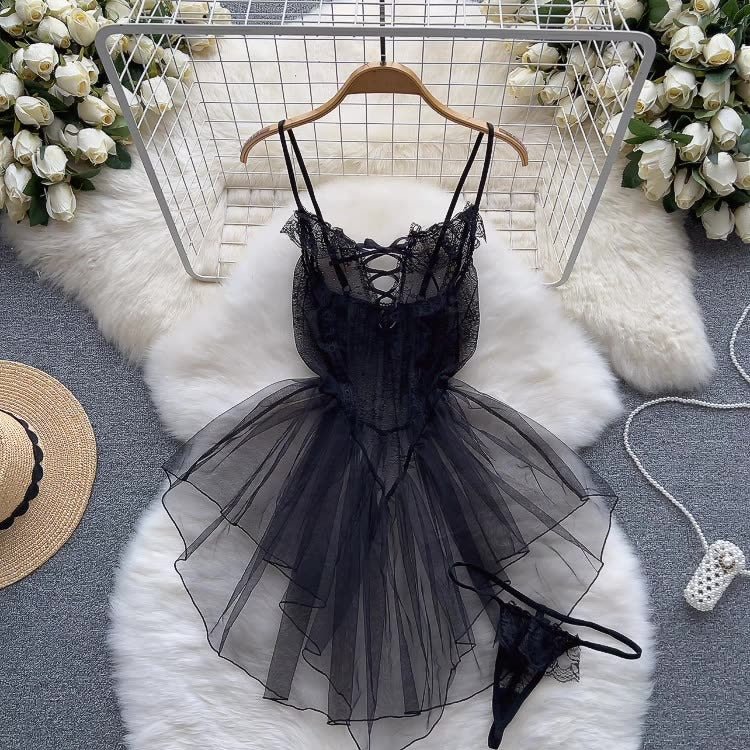 Soft Allure Lace Mesh Babydoll Lingerie - Image 4