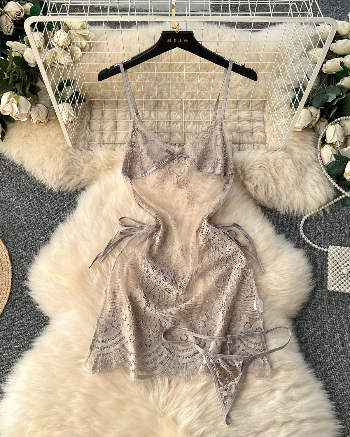 Floral Flame Sheer Lace Chemise Lingerie - Image 10