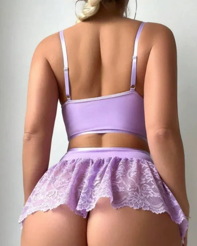 Lilac Lace Fantasy Lingerie set - Image 3