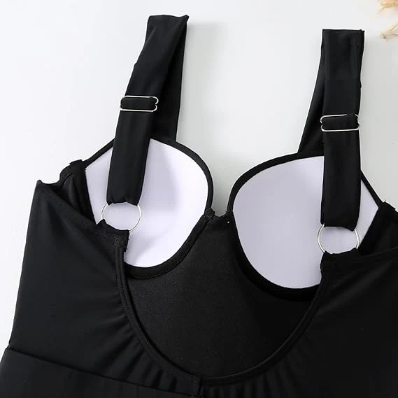 One Peice Solid Color Swimwear with Sarong By Sinderella - Image 11