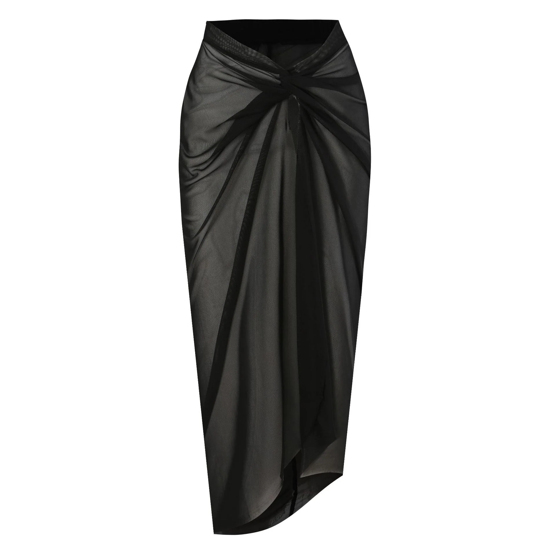 One Peice Solid Color Swimwear with Sarong By Sinderella - Image 6