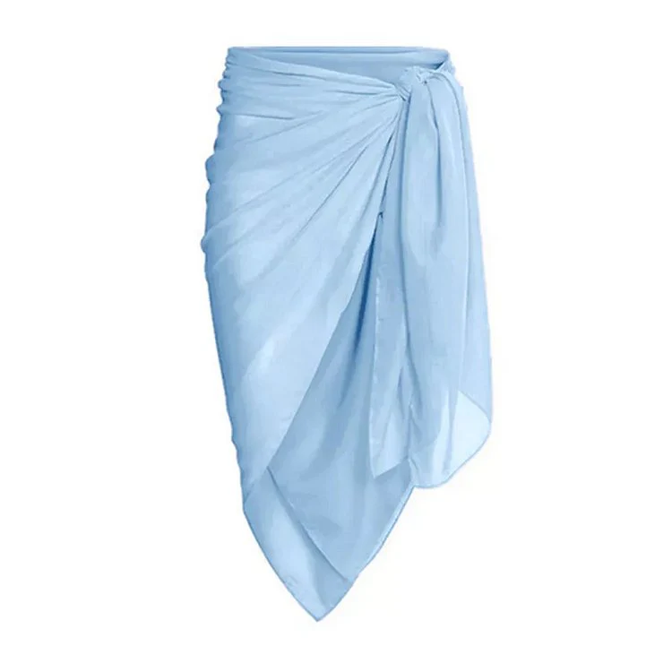 Reversible One Piece Blue Tie Up Swimsuit With Wrap Around Tie Up Short Sarong Skirt By Sinderella - Image 7