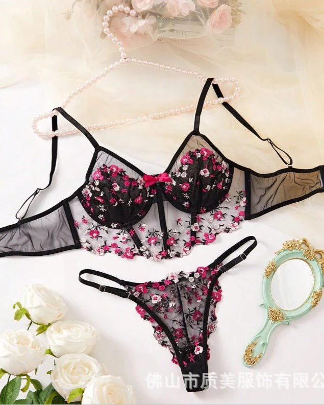 Rosé All Dazed Sheer Embroidered Lingerie - Image 3