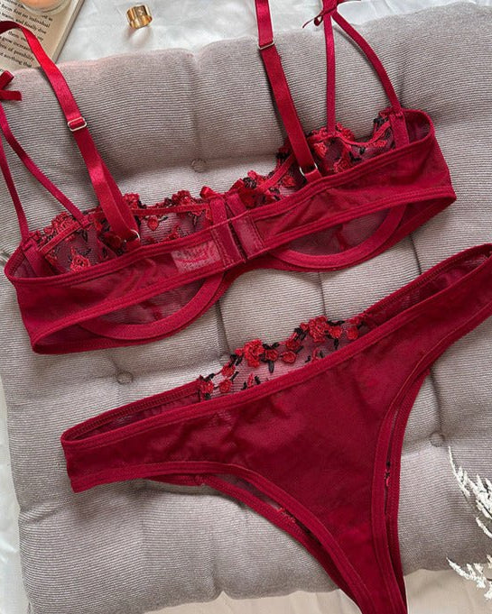 Stop & Stare Sheer Mesh Bra & Thong Lingerie - Image 4