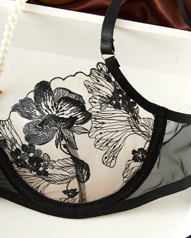 Twilight Tease Sheer Embroidered Bra & Thong Lingerie - Image 7